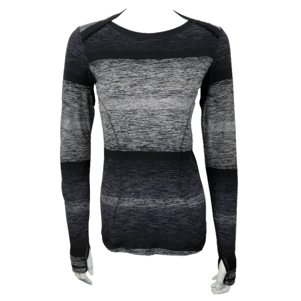 Lululemon Base Runner Long Sleeve Universal Stripe Black Size 6